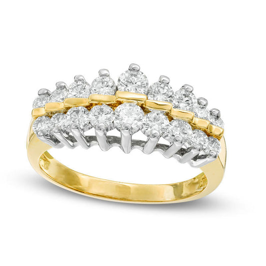 1.0 CT. T.W. Natural Diamond Two Row Anniversary Ring in Solid 14K Gold