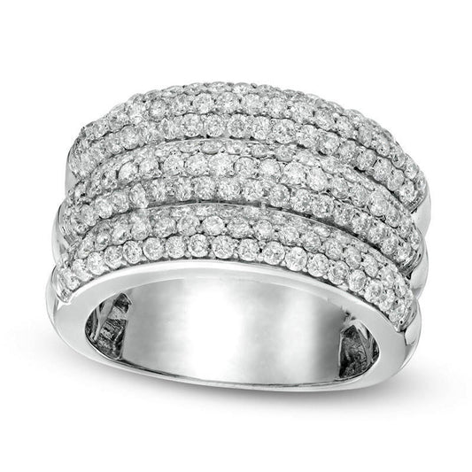 1.75 CT. T.W. Natural Diamond Three Row Anniversary Band in Solid 10K White Gold