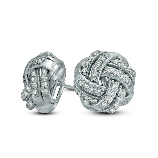 0.33 CT. T.W. Diamond Infinity Love Knot Stud Earrings in 10K White Gold