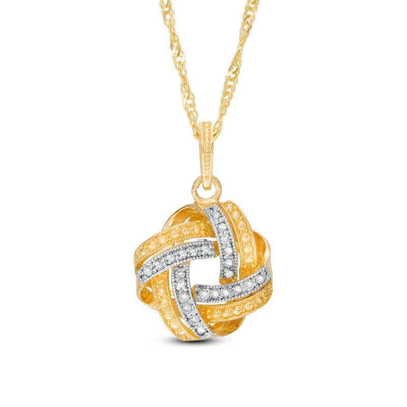 0.13 CT. T.W. Natural Diamond Infinity Love Knot Pendant in 10K Yellow Gold