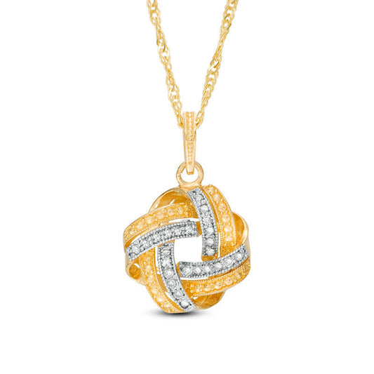 0.13 CT. T.W. Natural Diamond Infinity Love Knot Pendant in 10K Yellow Gold