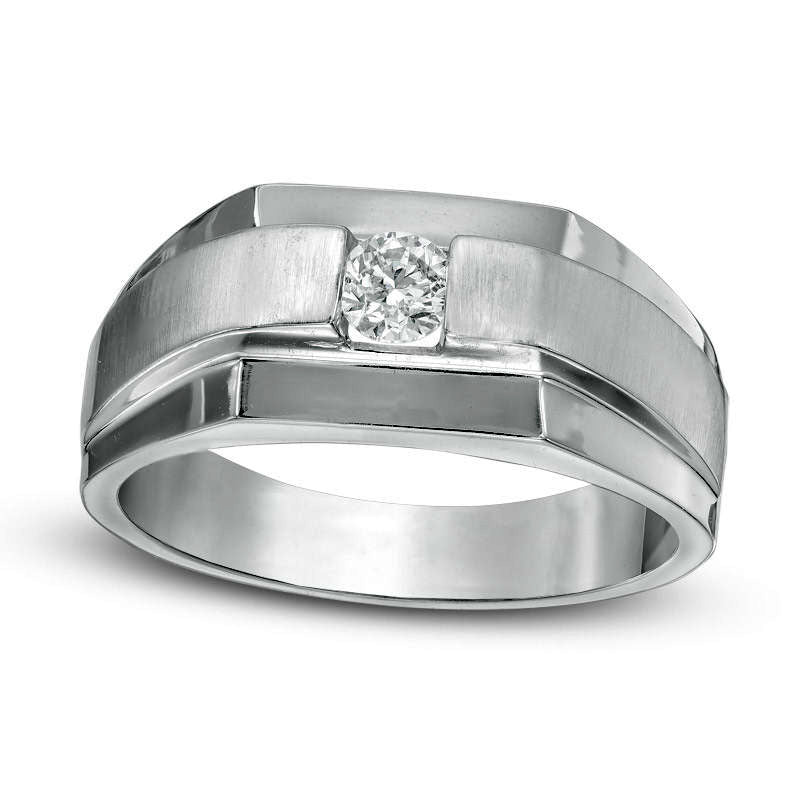 Men's 0.33 CT. Natural Clarity Enhanced Diamond Solitaire Ring in Solid 14K White Gold