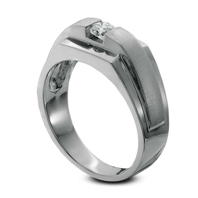 Men's 0.33 CT. Natural Clarity Enhanced Diamond Solitaire Ring in Solid 14K White Gold