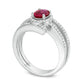 Oval Lab-Created Ruby and White Sapphire Split Shank Wrap Ring in Sterling Silver