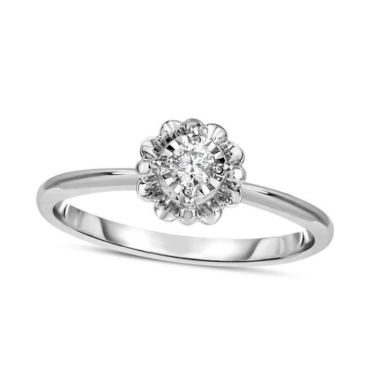 Natural Clarity Enhanced Diamond Accent Solitaire Frame Promise Ring in Solid 10K White Gold