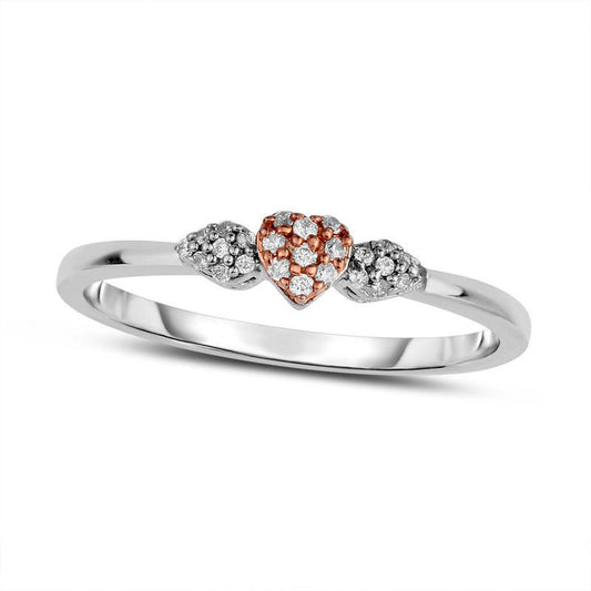 0.10 CT. T.W. Natural Diamond Composite Heart Promise Ring in Solid 10K Two-Tone Gold