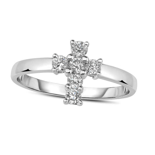 0.25 CT. T.W. Natural Diamond Cross Ring in Solid 10K White Gold