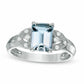 Emerald-Cut Aquamarine and Natural Diamond Accent Petal Ring in Solid 10K White Gold