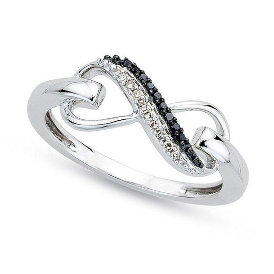 Enhanced Black and White Natural Diamond Accent Infinity Ring in Sterling Silver - Size 7