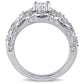 0.75 CT. T.W. Natural Diamond Antique Vintage-Style Bridal Engagement Ring Set in Solid 10K White Gold