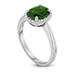 Oval Chrome Diopside and Natural Diamond Accent Frame Ring in Solid 14K White Gold - Size 7