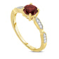 6.0mm Garnet and Natural Diamond Accent Ring in Solid 10K Yellow Gold