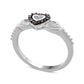 Champagne Natural Diamond Accent Claddagh Ring in Solid 10K White Gold