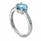 7.0mm Cushion-Cut Simulated Aquamarine and Lab-Created White Sapphire Ring in Sterling Silver