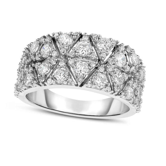1.5 CT. T.W. Natural Diamond Multi-Triangle Anniversary Ring in Solid 14K White Gold