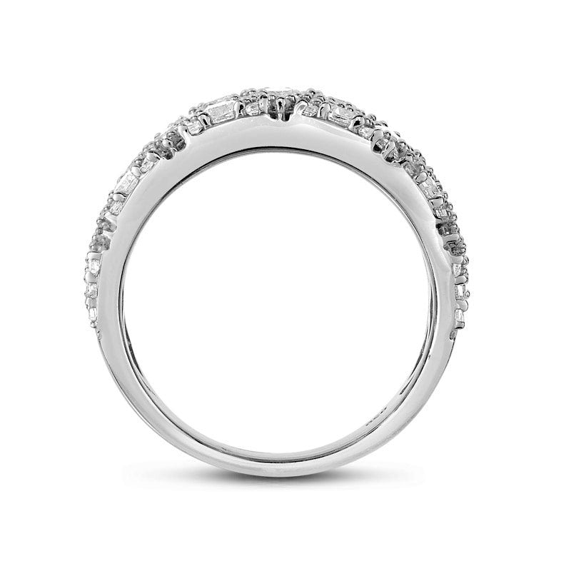 1.5 CT. T.W. Natural Diamond Multi-Triangle Anniversary Ring in Solid 14K White Gold