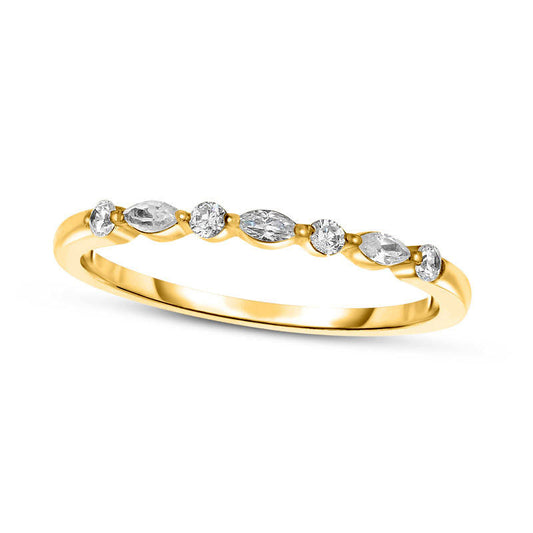 0.13 CT. T.W. Marquise and Round Natural Diamond Alternating Anniversary Band in Solid 14K Gold