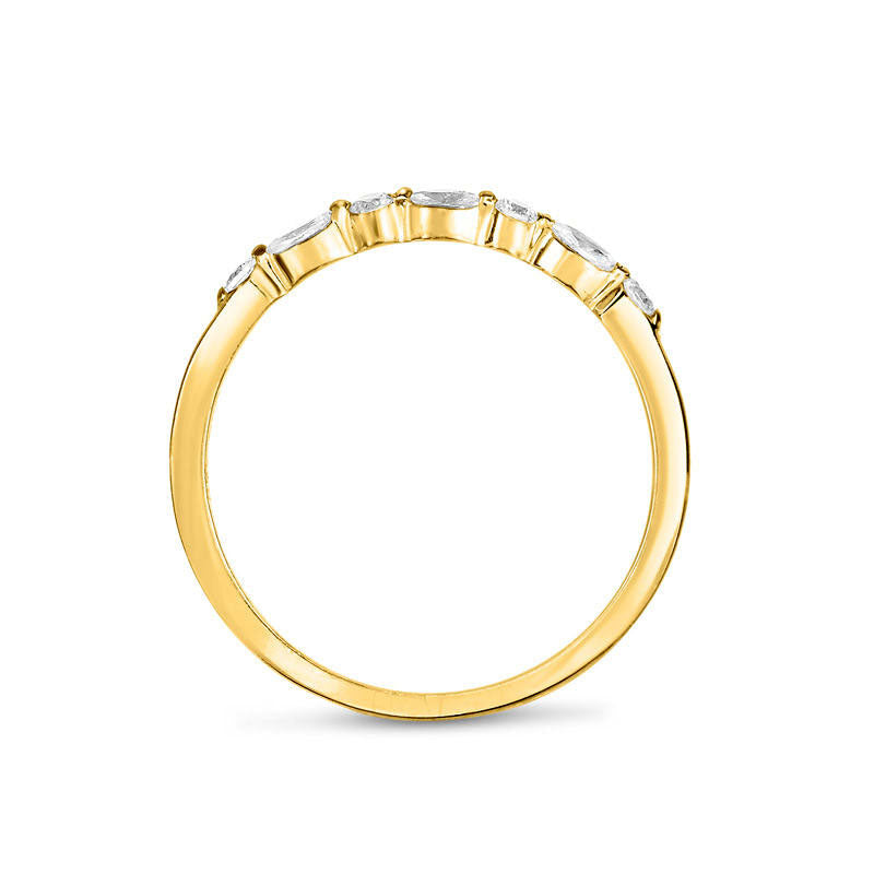 0.13 CT. T.W. Marquise and Round Natural Diamond Alternating Anniversary Band in Solid 14K Gold