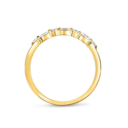 0.13 CT. T.W. Marquise and Round Natural Diamond Alternating Anniversary Band in Solid 14K Gold