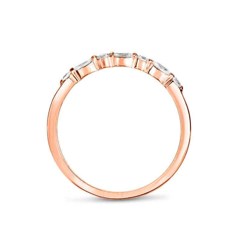 0.13 CT. T.W. Marquise and Round Natural Diamond Alternating Anniversary Band in Solid 14K Rose Gold