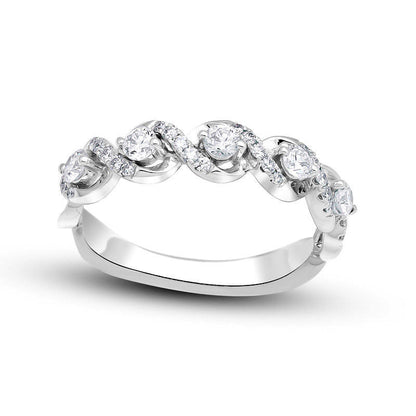 0.50 CT. T.W. Natural Diamond Frame Five Stone Anniversary Band in Solid 14K White Gold