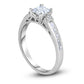 1.17 CT. T.W. Princess-Cut Natural Diamond Collar Engagement Ring in Solid 14K White Gold