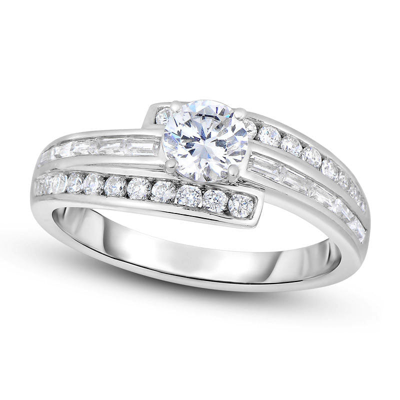 1.20 CT. T.W. Natural Diamond Bypass Engagement Ring in Solid 14K White Gold