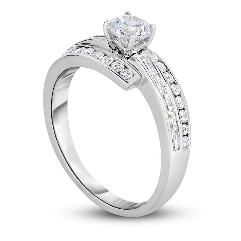 1.20 CT. T.W. Natural Diamond Bypass Engagement Ring in Solid 14K White Gold