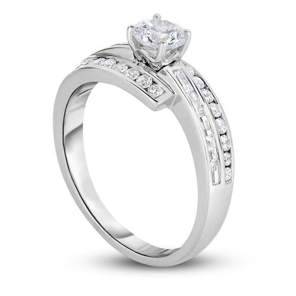 1.20 CT. T.W. Natural Diamond Bypass Engagement Ring in Solid 14K White Gold
