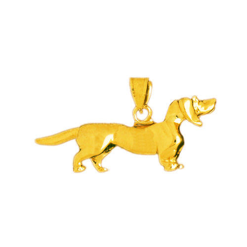 14K Gold Dachshund Dog Pendant