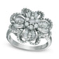 1.0 CT. T.W. Composite Natural Diamond Clover Frame Ring in Solid 10K White Gold