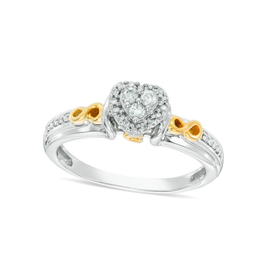 0.17 CT. T.W. Composite Natural Diamond Heart Frame Promise Ring in Solid 10K Two-Tone Gold