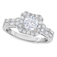 1.75 CT. T.W. Cushion-Cut Natural Diamond Frame Engagement Ring in Solid 14K White Gold