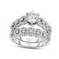 1.25 CT. T.W. Natural Diamond Linked Halos Bridal Engagement Ring Set in Solid 14K White Gold
