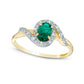 Oval Lab-Created Emerald and Diamond Accent Swirl Frame Ring in Solid 10K Yellow Gold