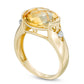 Oval Citrine and Natural Diamond Accent Collar Ring in Solid 10K Yellow Gold