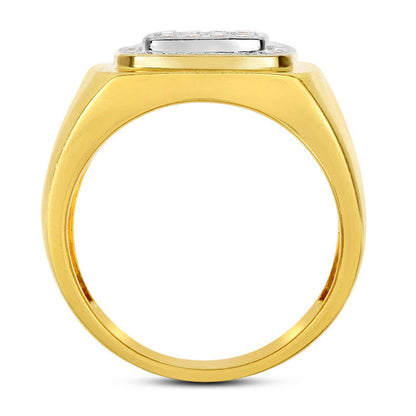 Men's 0.50 CT. T.W. Natural Diamond Square Composite Ring in Solid 14K Two-Tone Gold