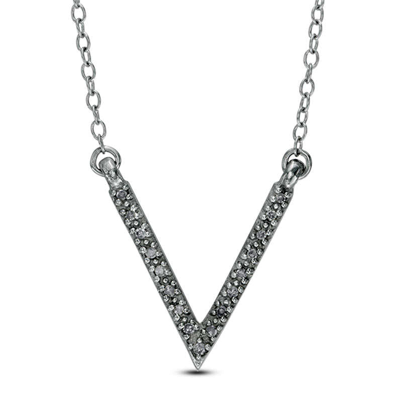 0.1 CT. T.W. Natural Diamond "V" Necklace in Sterling Silver