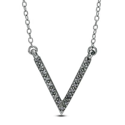 0.1 CT. T.W. Natural Diamond "V" Necklace in Sterling Silver