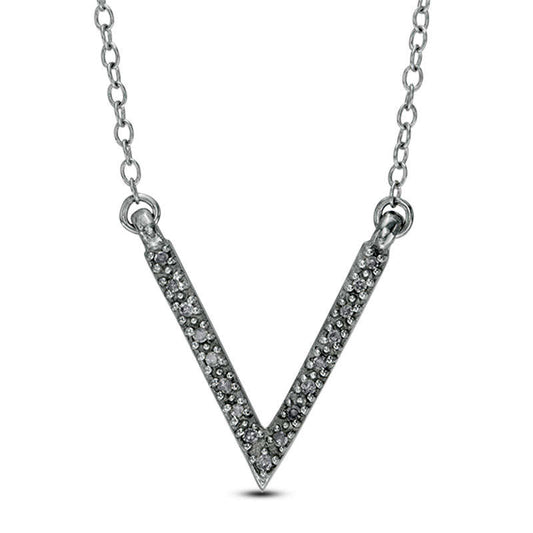 0.1 CT. T.W. Natural Diamond "V" Necklace in Sterling Silver