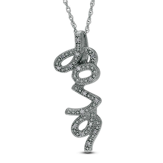 Natural Diamond Accent Cursive "love" Pendant in Sterling Silver