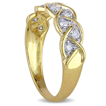 0.25 CT. T.W. Natural Diamond Loose Braid Anniversary Band in Solid 10K Yellow Gold