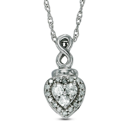 0.17 CT. T.W. Composite Natural Diamond Heart Frame with Infinity Pendant in Sterling Silver