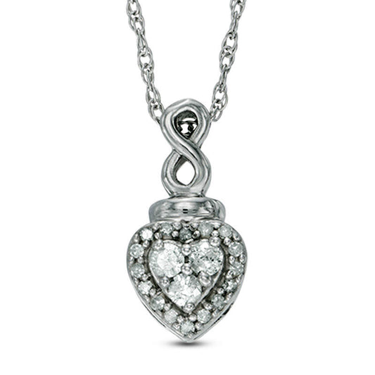 0.17 CT. T.W. Composite Natural Diamond Heart Frame with Infinity Pendant in Sterling Silver
