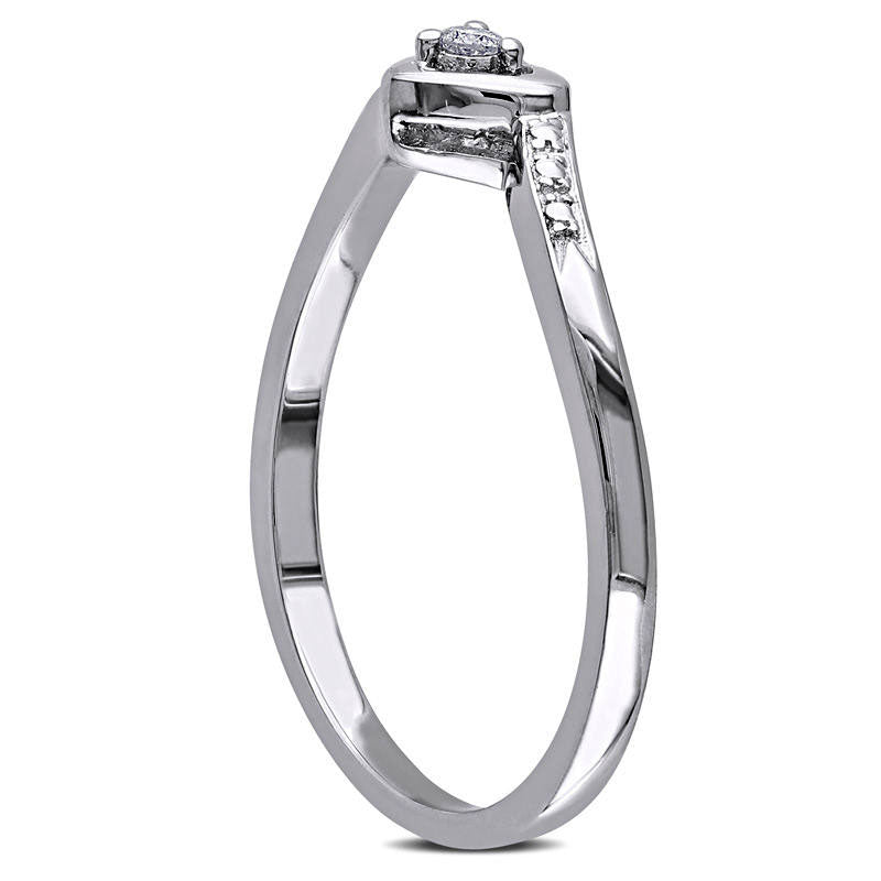 Natural Diamond Accent Heart Promise Ring in Sterling Silver