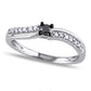 0.25 CT. T.W. Enhanced Black and White Natural Diamond Split Shank Promise Ring in Sterling Silver