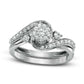 0.50 CT. T.W. Composite Natural Diamond Swirl Bypass Bridal Engagement Ring Set in Solid 10K White Gold