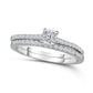 0.75 CT. T.W. Cushion-Cut Natural Diamond Bridal Engagement Ring Set in Solid 14K White Gold