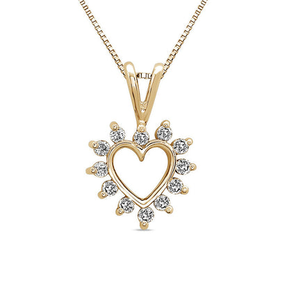 0.17 CT. T.W. Natural Diamond Heart Starburst Pendant in 14K Gold