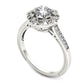 0.63 CT. T.W. Natural Diamond Flower Frame Antique Vintage-Style Engagement Ring in Solid 14K White Gold